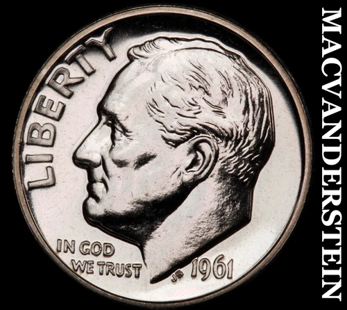 1961 Silver Roosevelt Dime - Choice Gem Proof  Lustrous  No Reserve  #G8792