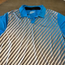 Nike Golf Tour Performance Polo Shirt Mens XL Blue Tiger Stripe Dri-Fit