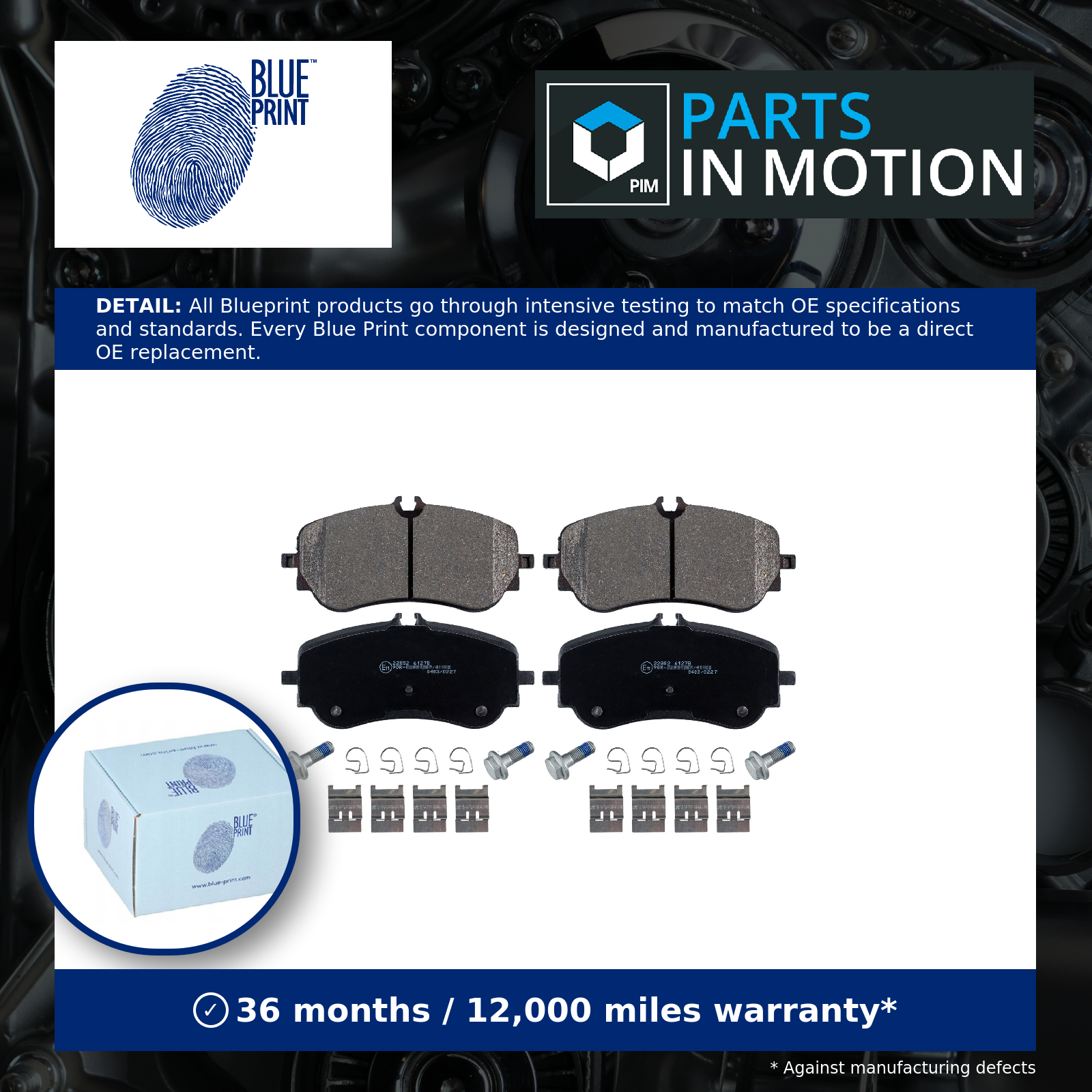 Brake Pads Set fits VW CRAFTER SY, SZ 2.0D Rear 2016 on DASB Blue Print Quality
