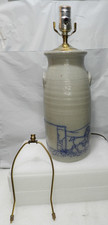 SALMON FALLS Dover, NH Salt Glazed Pottery Crock Lamp  Amish Buggy Design I48S