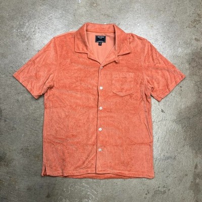Todd Snyder Camp Collar Loop Terry Cloth Orange Medium