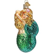 Old World Christmas Seashell Mermaid Glass Ornament FREE BOX 10234 New