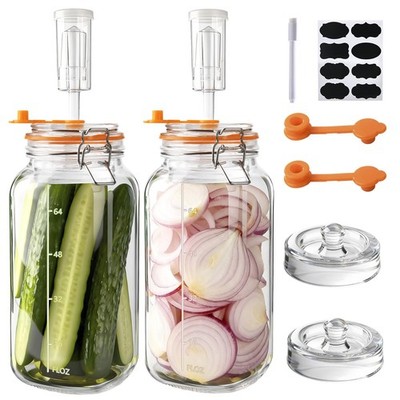 YBCPACK 2er Pack 2L Glas Gärgläser 3,12 x 4,46 x 9,88 cm, klar 