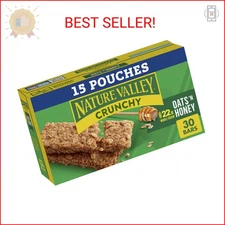 Nature Valley Crunchy Granola Bars, Oats 'n Honey, 30 Ct, 22.35 oz (15 Pouches)