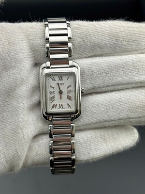 Fendi Orologi Classico Quartz Watch Silver Used Box Links Luxury