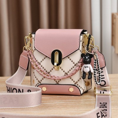 Women's Mini Plaid Crossbody Bag Fashion Elegant Adjustable Wide Shoulder Strap