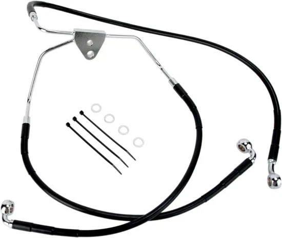 Комплект переднего тормозного троса из нержавеющей стали стандартной длины Drag Specialties — черный Vi - Изображение 2 из 4