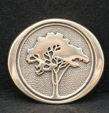 WB15109 AMAZING VINTAGE 1978  TREE  POLISHED SOLID BRASS ARTWORK BELT BUCKLE