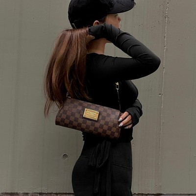 LOUIS VUITTON Damier Ebene Eva N55213 Chain Handle 2-Way Hand Bag