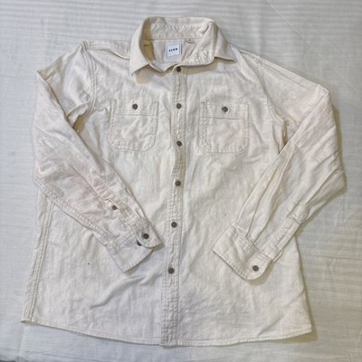 ROWM Men s Medium Utility Overshirt Jacket Cream Off White Button Up. 338