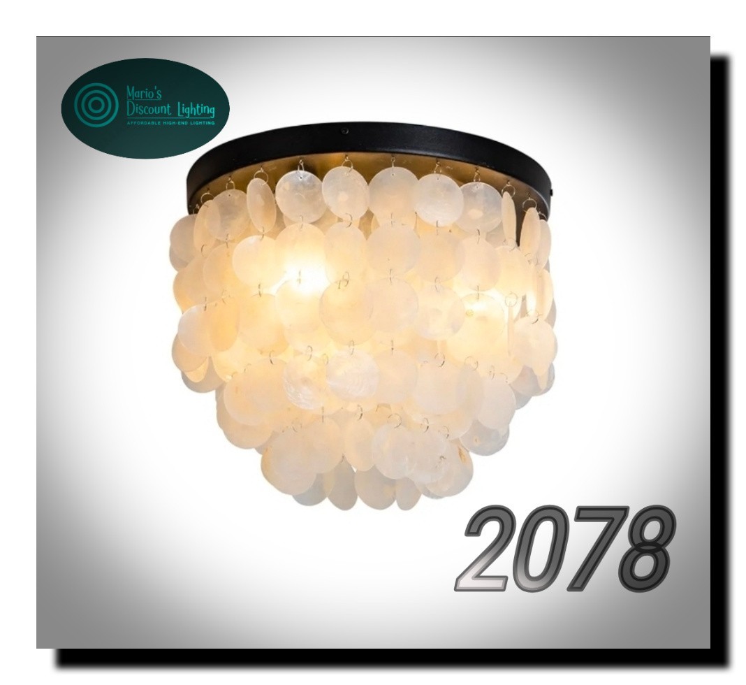 Capiz Shell Ceiling Light Fixtures, 3-Light Boho Flush Mount Ceiling Light fo...