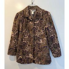 Coldwater Creek Womens Paisley Blazer Jacket Cotton Career Womens Size M