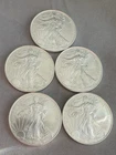 Lot of (5) 2008 American Silver Eagles - 1 oz .999 Fine Silver Coins - BU