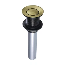 EV8003 Push Pop-Up Drain without Overflow Hole, 22 Gauge, Antique Brass