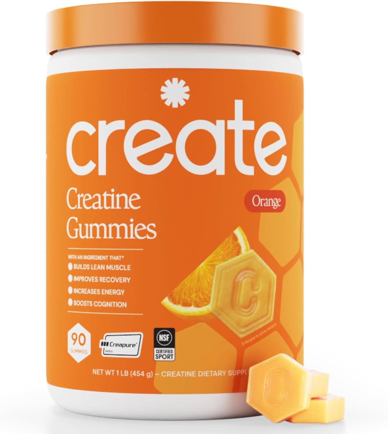 Create Creatine Gummies Orange Flavor 90 Count Creapure NSF Certified Sealed