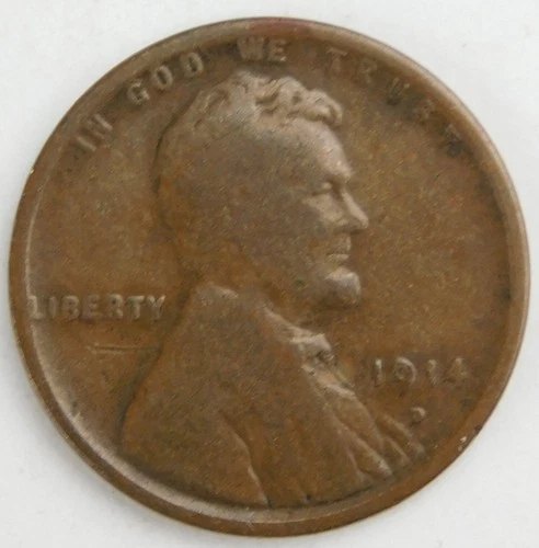 1914-D 1c Lincoln Small Cent Penny Good Details - Scratch on Obverse Coin C4310