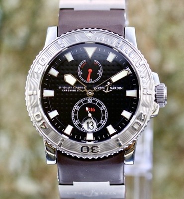 Ulysee Nardin Maxi Marine Chronometer Diver Black Dial 263-33 43mm Box Card
