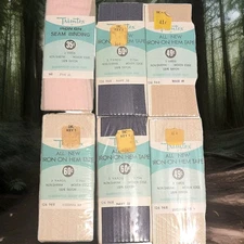 Trimtex Vintage Lot of 6 All New Iron On Hem Tape 3 Yards Non Shrink Woven Edge 