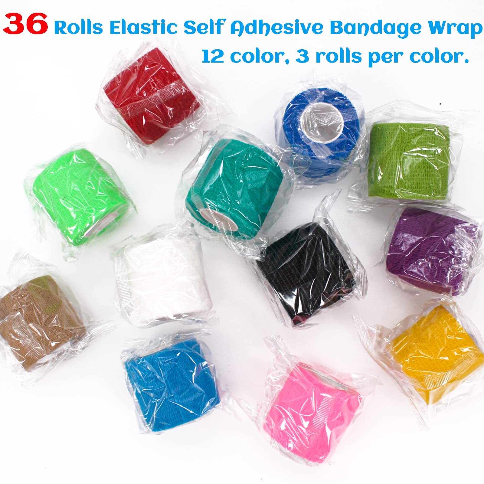 36 Rolls 2" Elastic Self-Adhesive Cohesive Bandage Wrap Breathable Non-Woven