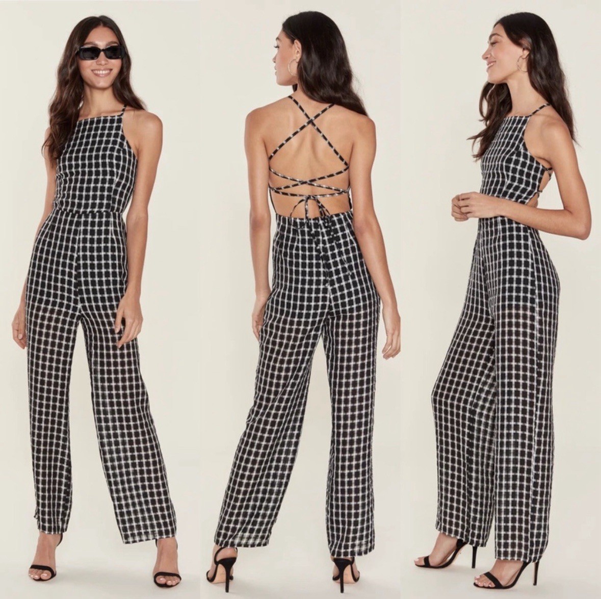 Finders Keepers Picnic Black  Gingham Playsuit Jumpsuit Size S / US 4 NWOT!