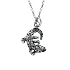 ALLIGATOR Necklace - Pewter Charm on Chain Zoo Swamp Water Reptile Predator Gift