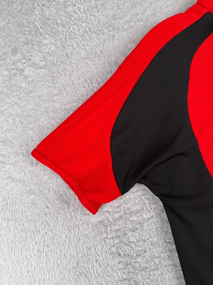 Camiseta deportiva de ciclismo vintage para adultos pequeña roja negra 1/2 cremallera manga corta poliéster Foto 3 de 4