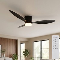 Deckenventilator LüFter Deckenlampe Led Dimmbar Fernbedienung Schwarz D 131,5 Cm
