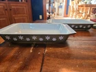 Vintage 50s Pyrex Black&White Snowflake Casserole Dish 1 1/4 Qt
