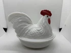 LARGE Vintage Westmoreland SPLIT TAIL Milk Glass Hen on the Nest Glass Eyes