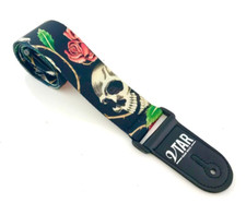VTAR Vegan UK-made Skull + Rose Guitar Strap ELECTRIC ACOUSTIC BASS + 6 Picks