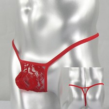 K493 Mens String Pouch Thong G-string Triangle back stretchy Lace Floral
