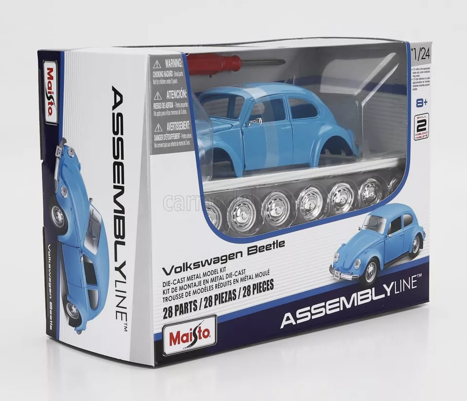 KIT MODELLINO AUTO STATICO MAISTO VOLKSWAGEN BEETLE KAFER MAGGIOLINO 1974 1/24 - Immagine 2 di 4