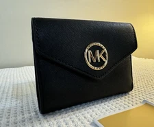 Michael Kors Greenwich Trifold Envelope Wallet In Black NWT