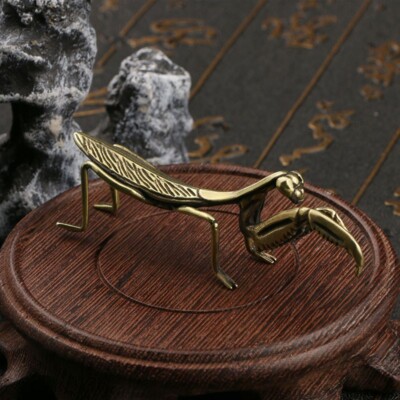 Retro Brass Mantis Figurine Statue Animal Small Sculpture Toy Desktop Decoration