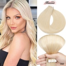 60 Platinum Blonde Tape In Human Hair Extensions Russian Remy Skin Weft HAIRRO