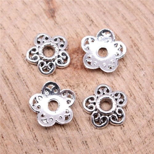 Tapas multicolores de cuentas de plata tibetana 250 piezas 11x11x3 mm hágalo usted mismo para hacer joyas C14888 - Imagen 2 de 11