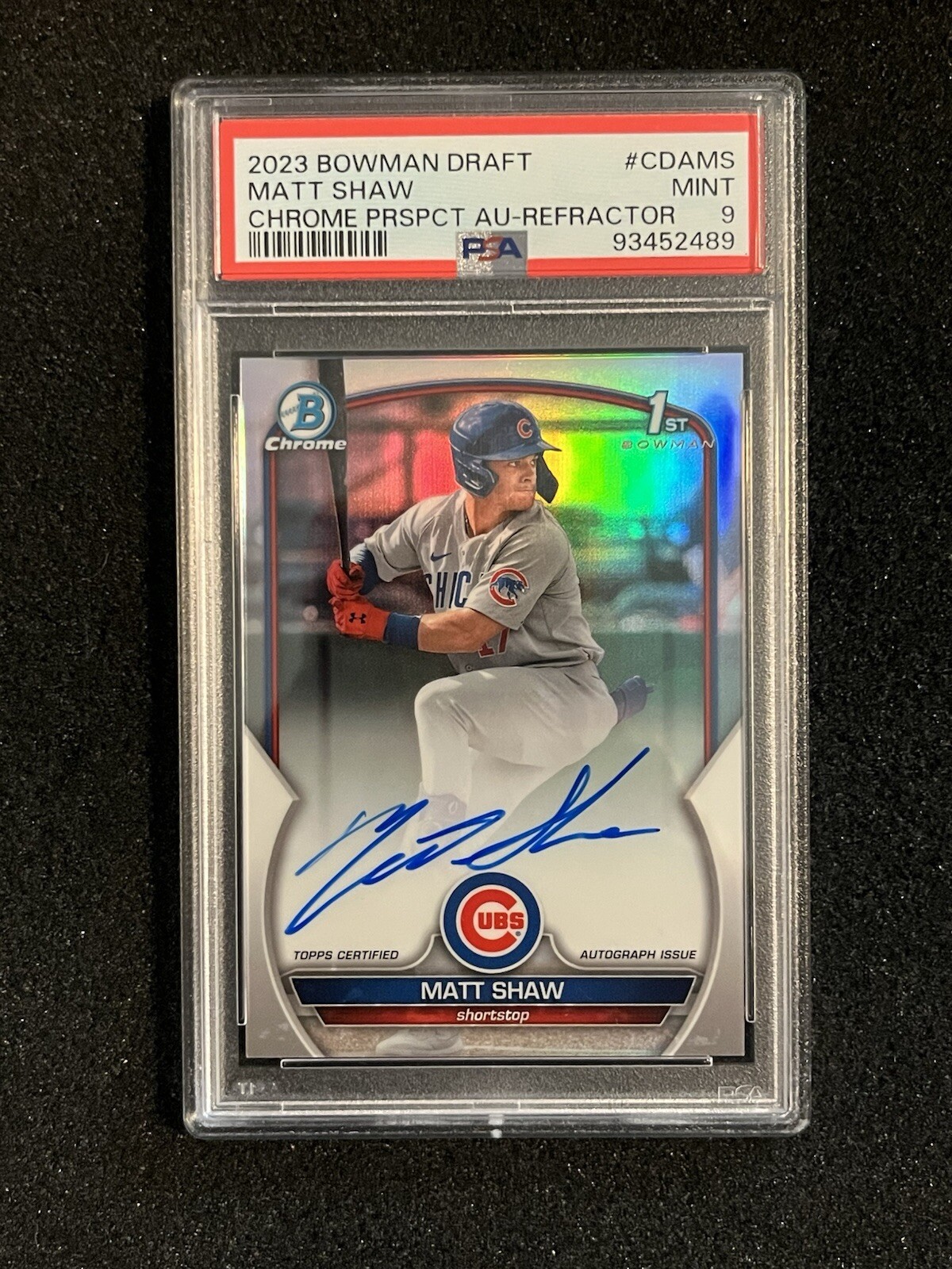 2023 Bowman Chrome 1st Matt Shaw #CDAMS 1st Refractor Auto #109/499 PSA 9
