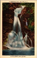 Minnehaha Falls Bat Cave North Carolina Vintage Linen Postcard Unposted A35