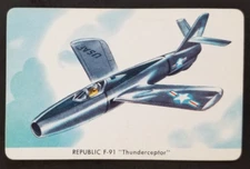 Republic F-91 Thunderceptor 1957 Quaker Pack-O-Ten War Airplanes Jets Card (NM)