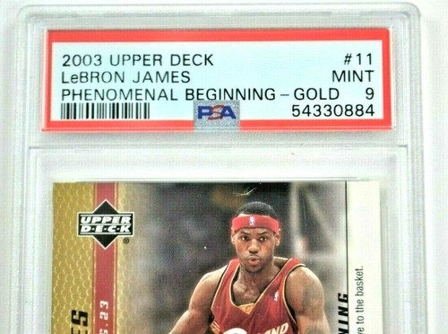 LEBRON JAMES 2003 Upper Deck ROOKIE RC Phenomenal Beginning GOLD #11 MINT PSA 9 - Picture 2 of 3