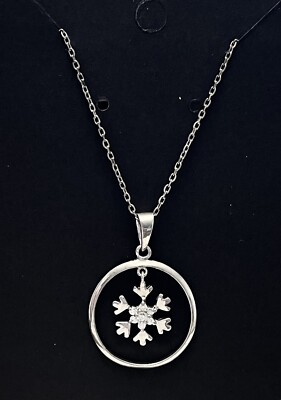 ネックレス・ペンダント FOURCOMMA ICY SS NECKLACE 3.40g Signed JT Sterling Silver 925 Cubic Zirconia Snowflake