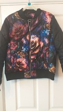 Used Vgc Golddigga Floral Quilted Bomber Jacket Uk 12