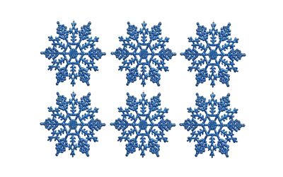 Kipokalor 3inch Blue Plastic Snowflake Ornaments 24pcs Tiny Sparkling Iridesc...