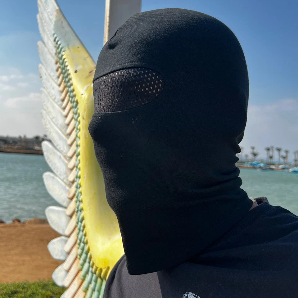 NO FACE NO NAME Sturmhaube mit Netz vor Augen in schwarz Hooligans Ultras Maske Balaclava Beanie