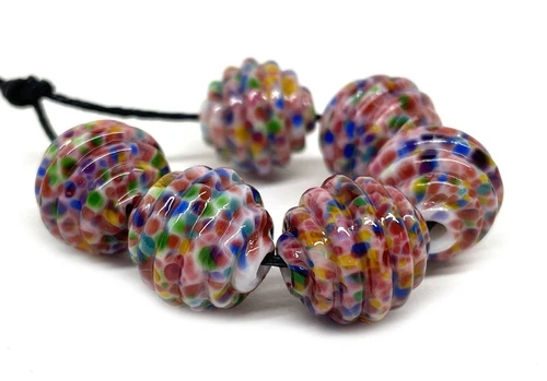 Handmade Lampwork Glass Beads From Murano OOAK Tamara Yarilo Brand 6 Pcs