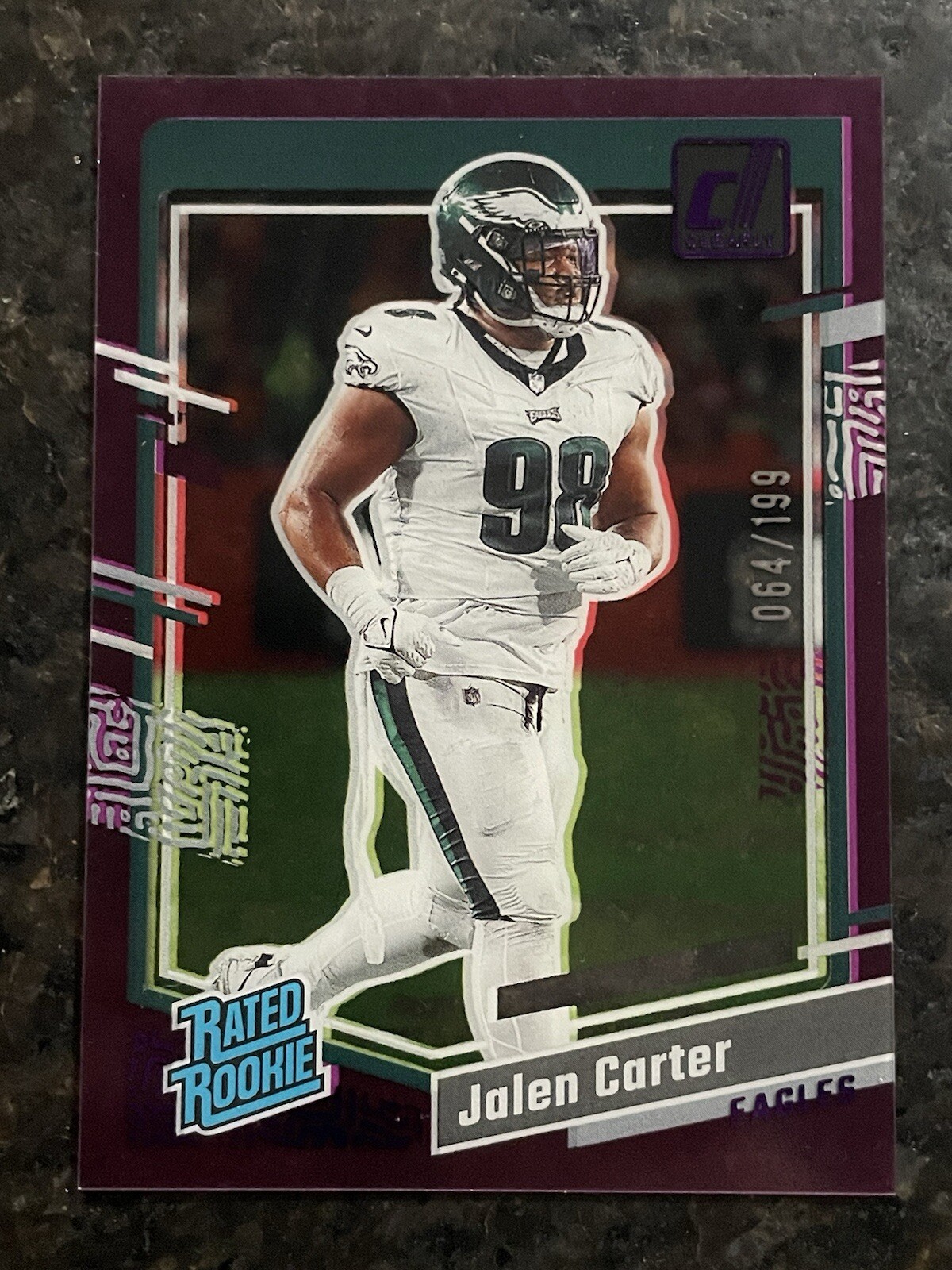 2023 Donruss Clearly Purple Rated Rookie Jalen Carter 64/199