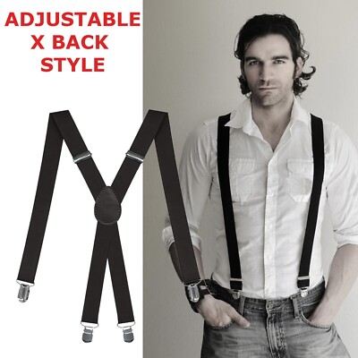 Men's Suspenders - Belt Loop, Various Colors, X Style, Chromed Snaps, USA Made