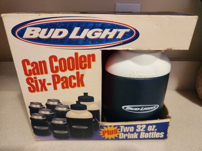 BUD LIGHT Foam Molding Can Coozie 6 Pack Plus Two 32 Oz. Drink Bottles Vintage