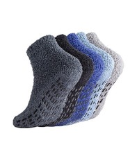 Breslatte Non Slip Hospital Socks with Grips One Size, 5 Pairs 2 Darkcolor