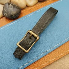 Black Grain Saddle Leather Pocket Watch Fob Strap & Antique Finish Solid Buckle